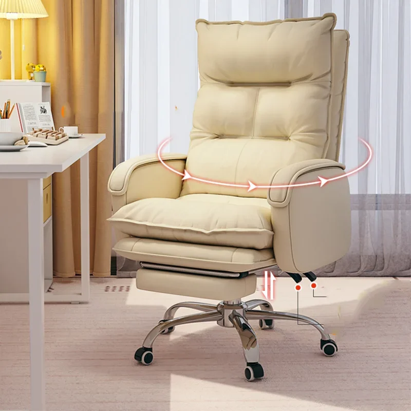 Rear support chair, living room, office, portable modern luxury leather armchair, Swivel Design Cadeiras House accessories