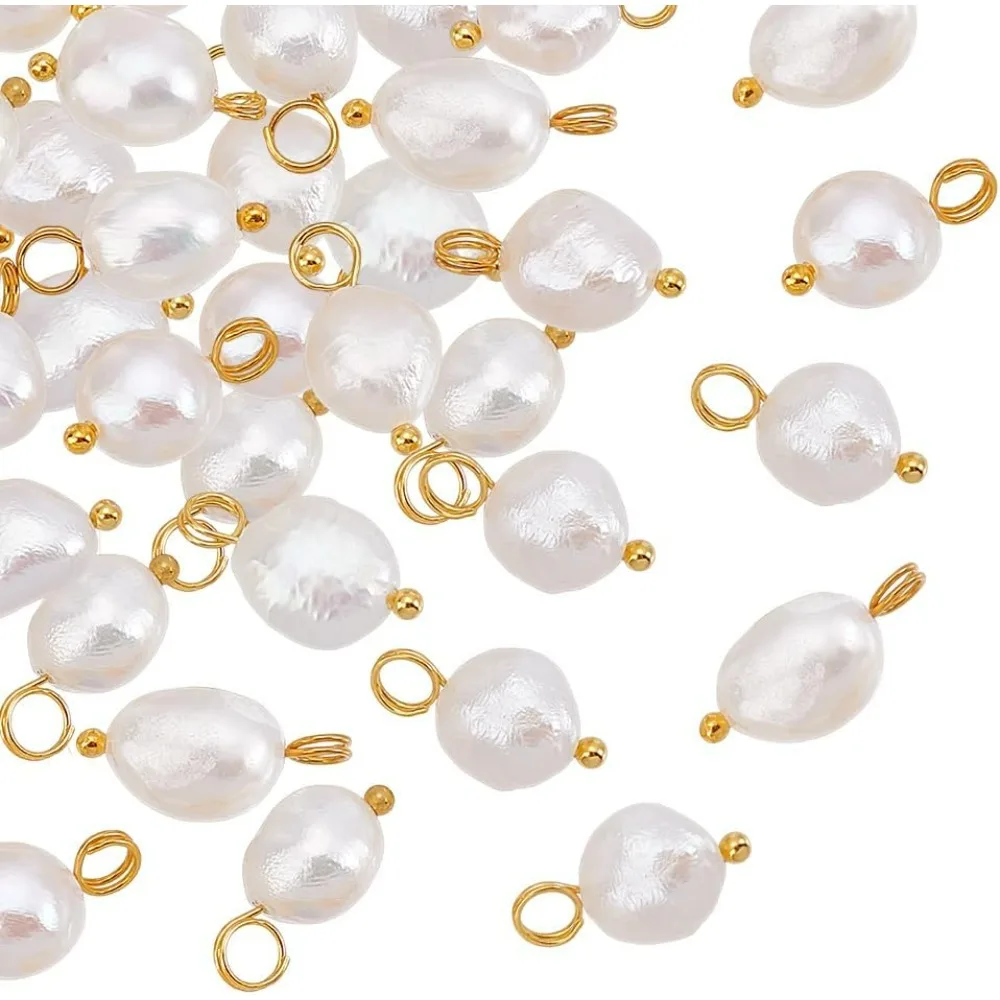 

24 шт., подвески из пресноводного жемчуга, жемчужные бусины, подвески, жемчужные подвески-капли, меньший жемчужный подвесной кулон с латунью