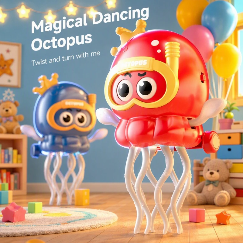 Electric Spinning Dancing Octopus Toy Multi Directional Automatic Moving Cartoon Octopus Perfect Birthday Party Gift