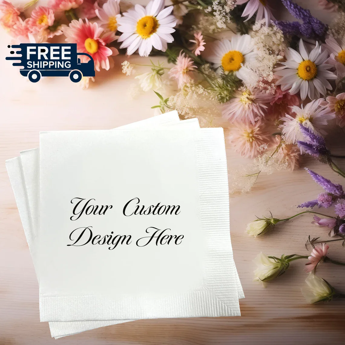 Custom Personalized Printed Pocket Napkin - Add Your Logo - Personalized Pocket Napkins for Wedding, Unique Birthday Anniversary