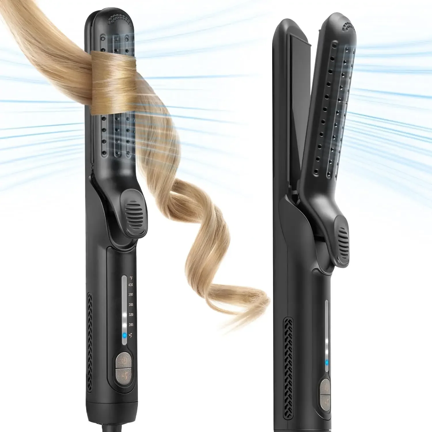 

Professional 2 in 1 Hair Straightener and Curler with Cooling Air Vents for Effortless Styling, Dual Voltage Auto Shut Off Airfl