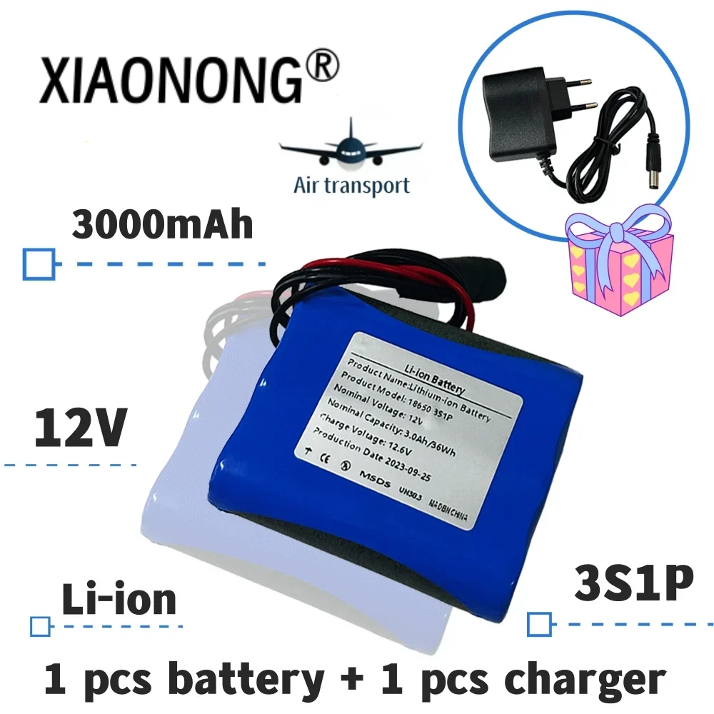 

3S1P 12V 3000mAh Battery Pack 18650 Lithium-ion Battery 12.6V Charging Battery+charger