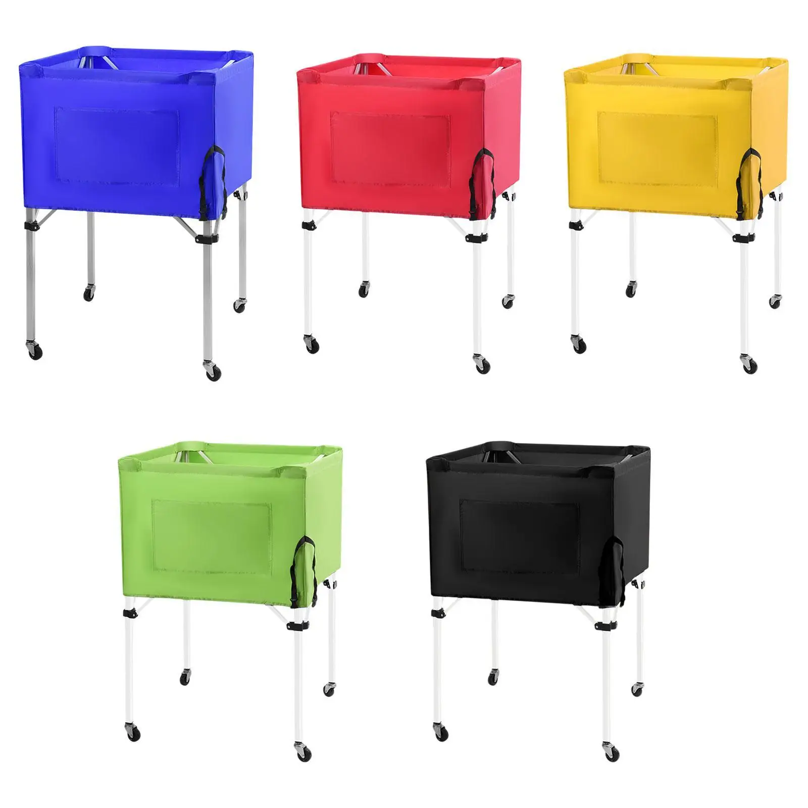 

Portable Large Capacity Sports Ball Cart Iron Ball Pouch Carrier with Wheels for Team Practice Field