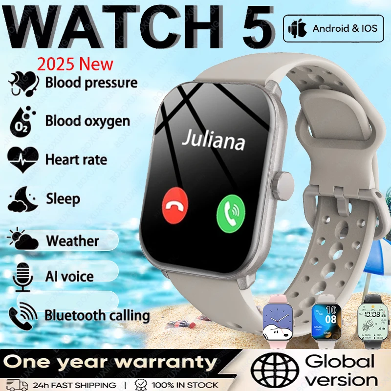 

Глобальная версия Watch 5 для Xiaomi, мужчин и женщин, HD AMOLED-дисплей, пульсометр, Bluetooth-вызов, водонепроницаемые спортивные GPS-треки, умные часы