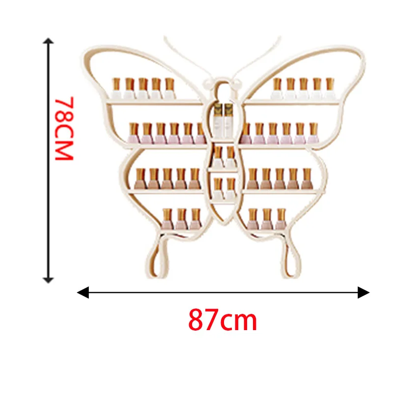 Trendy Butterfly Design Wall-Mounted Iron Storage Display Shelf Metal Cabinet for Nail Art Nail Polish Lipstick Dinnerware