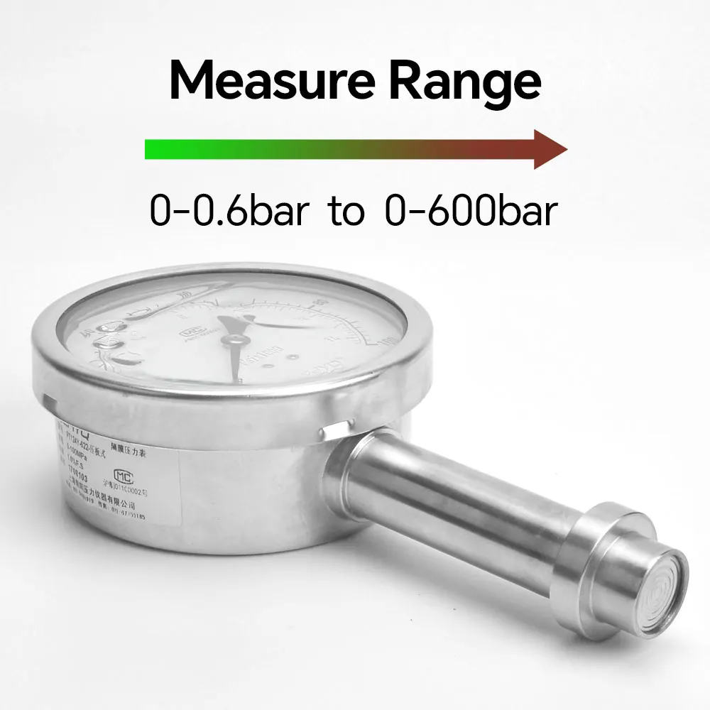 Platen Mounted Type Diaphragm Sanitary 100MPa Homogenizer Pressure Gauge