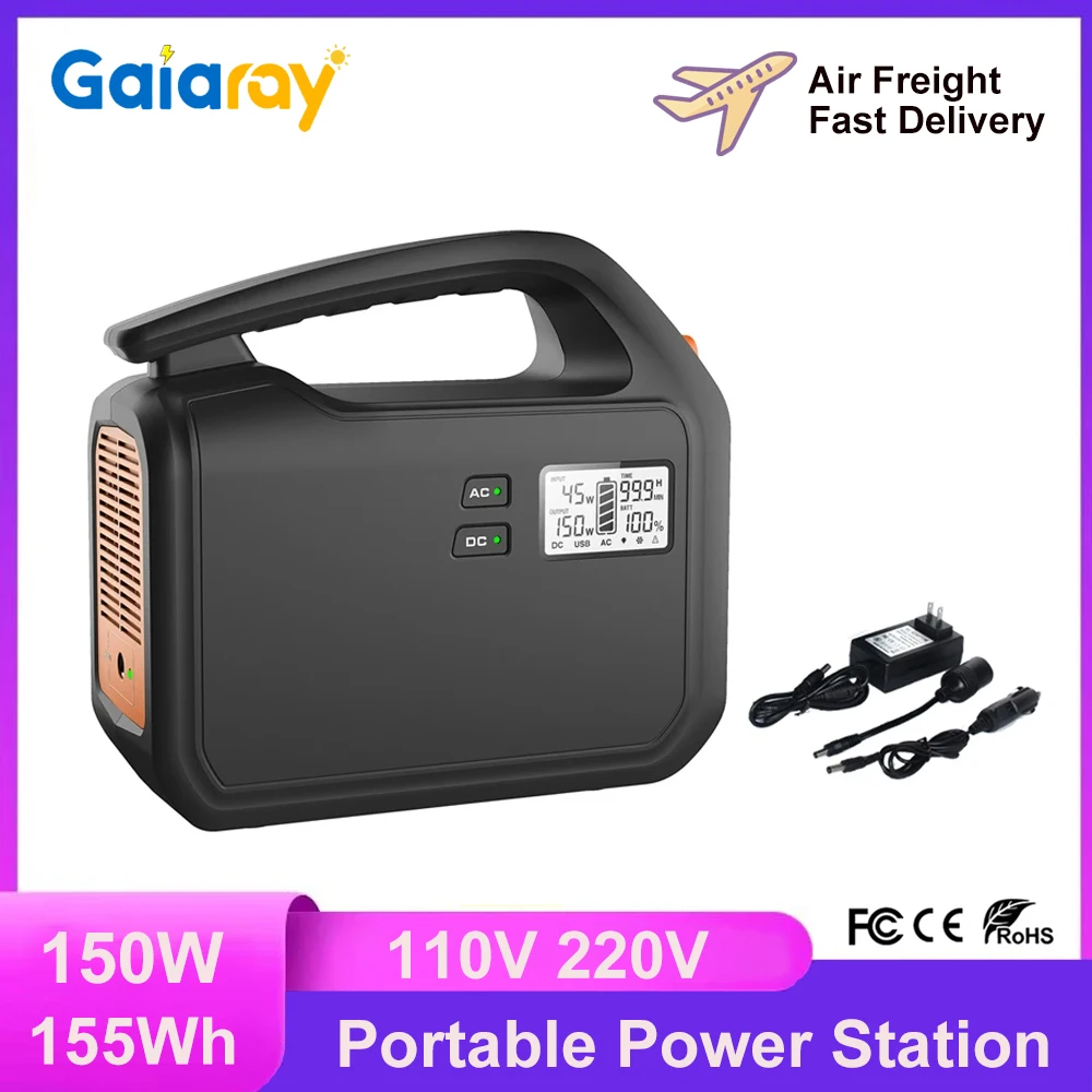

Gaiaray 150W Camping Portable Power Station 155Wh Solar Electrical Generator 110V 220V Emergency Charging Station Power Plants
