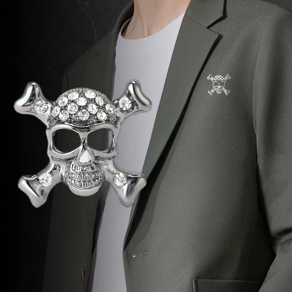 

Creative Retro Rhinestone Skull Brooch, Fashionable and Versatile Men's and Women's Clothing Decoration Brooch