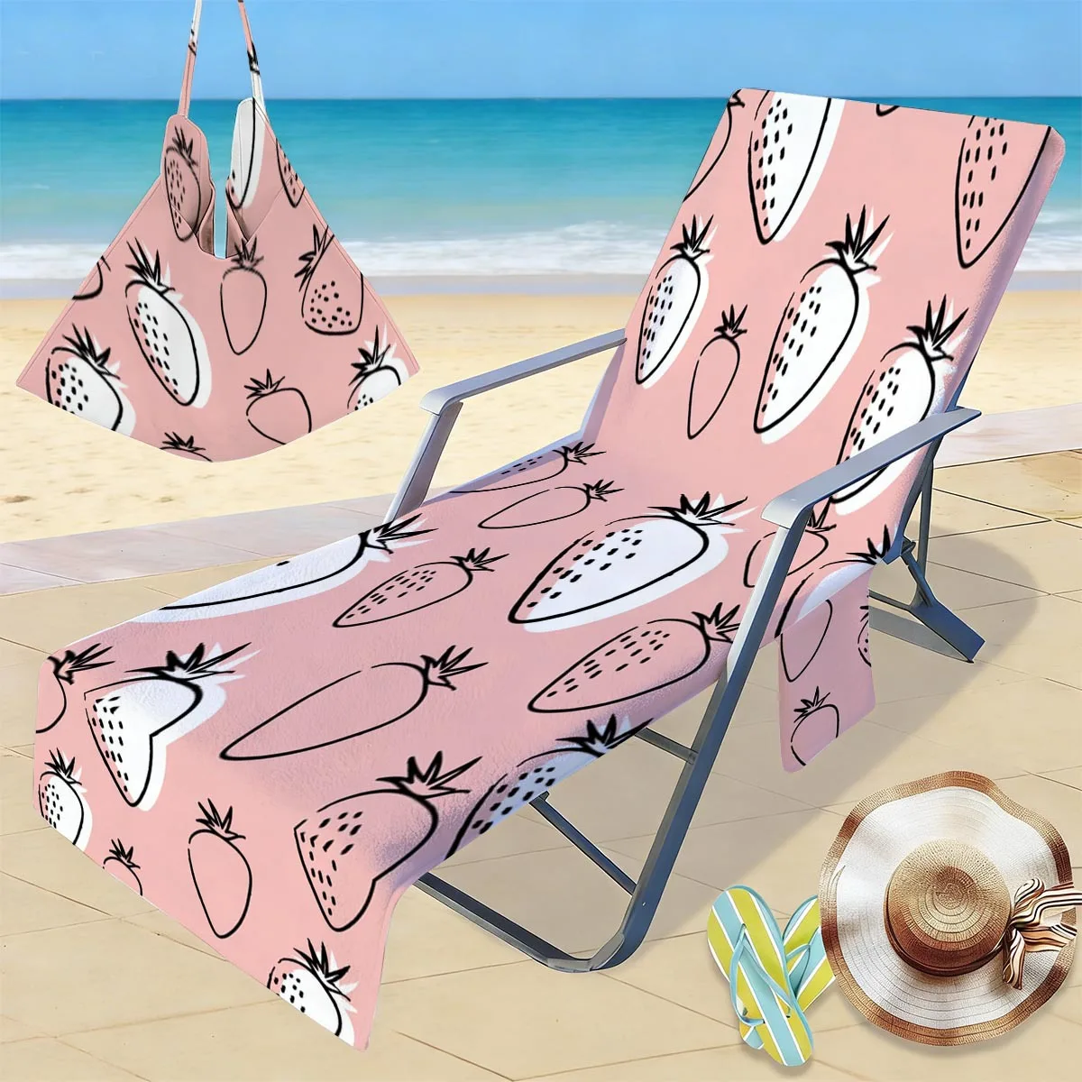 Ultra-fine Fiber Beach Chair Cover With Pocket Beach Towel Swimming Sport Print for Travel Pool Gym Camping Sunbathing Towel