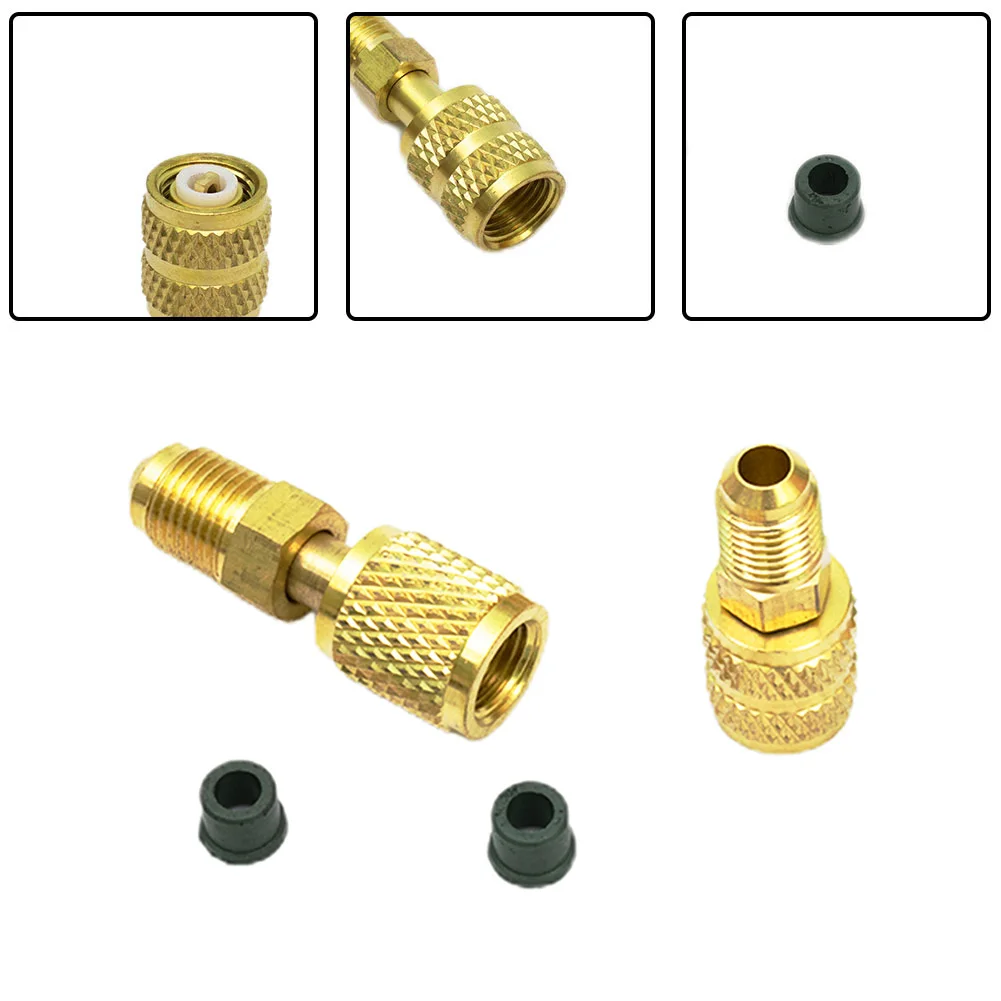 2 قطعة R410A محول شحن التبريد SAE خيط خارجي 1/4 محول لشحن خرطوم مضخة 5/16 SAE لأداة نظام الصمام