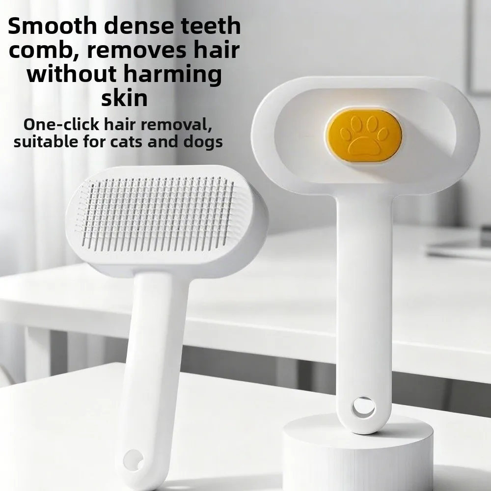 

One Button Automatic Pet Hair Remover Stainless Steel Fine-toothed Cat Cleaning Comb Comfort Grip Pets Hair Removal Comb