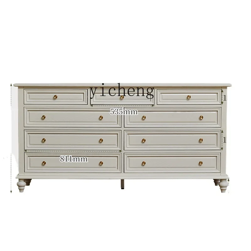 

TQH all solid wood nine-chest cabinet French light luxury living room wall cabinet all log bedroom storage cabinet