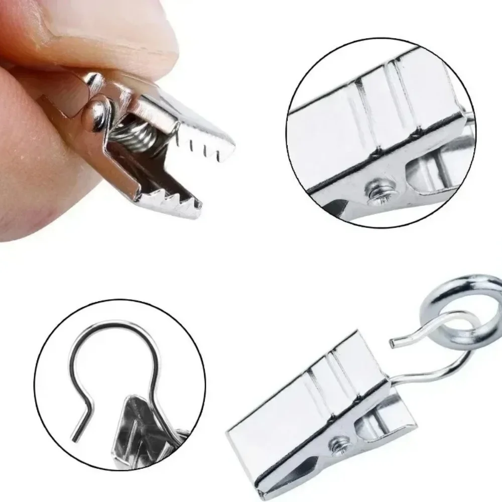 20pcs Stainless Steel Curtain Clips with Hook Sturdy and Durable Window Curtain Hook Clips Home Window Curtain Decor Accessories