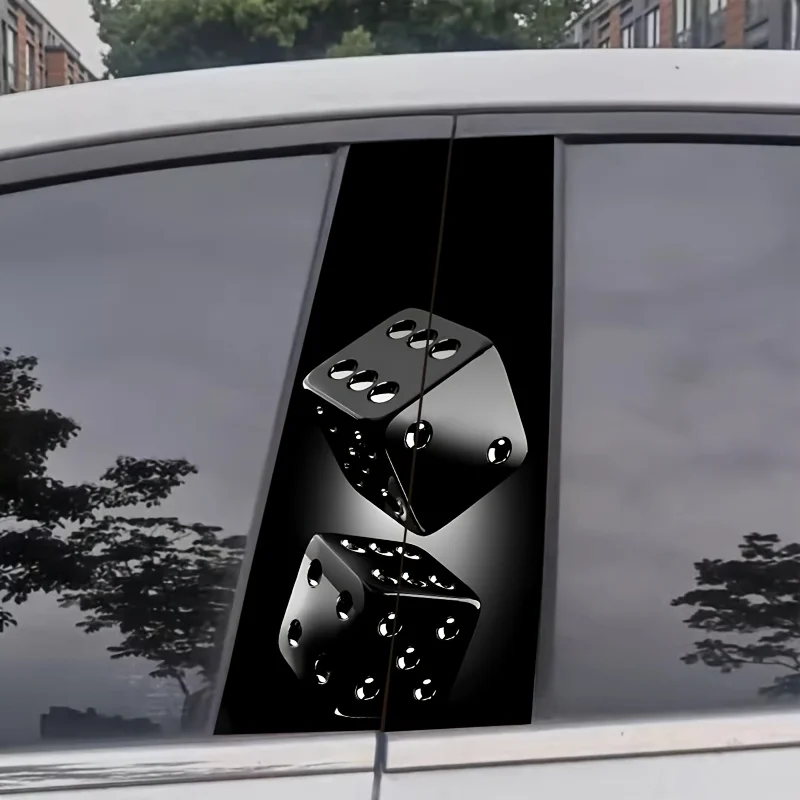 Black Dice B-Pillar Car Stickers Self-Adhesive Scratch-Resistant Vinyl Decals for Car Truck SUV Exterior Decoration 1Pair Set
