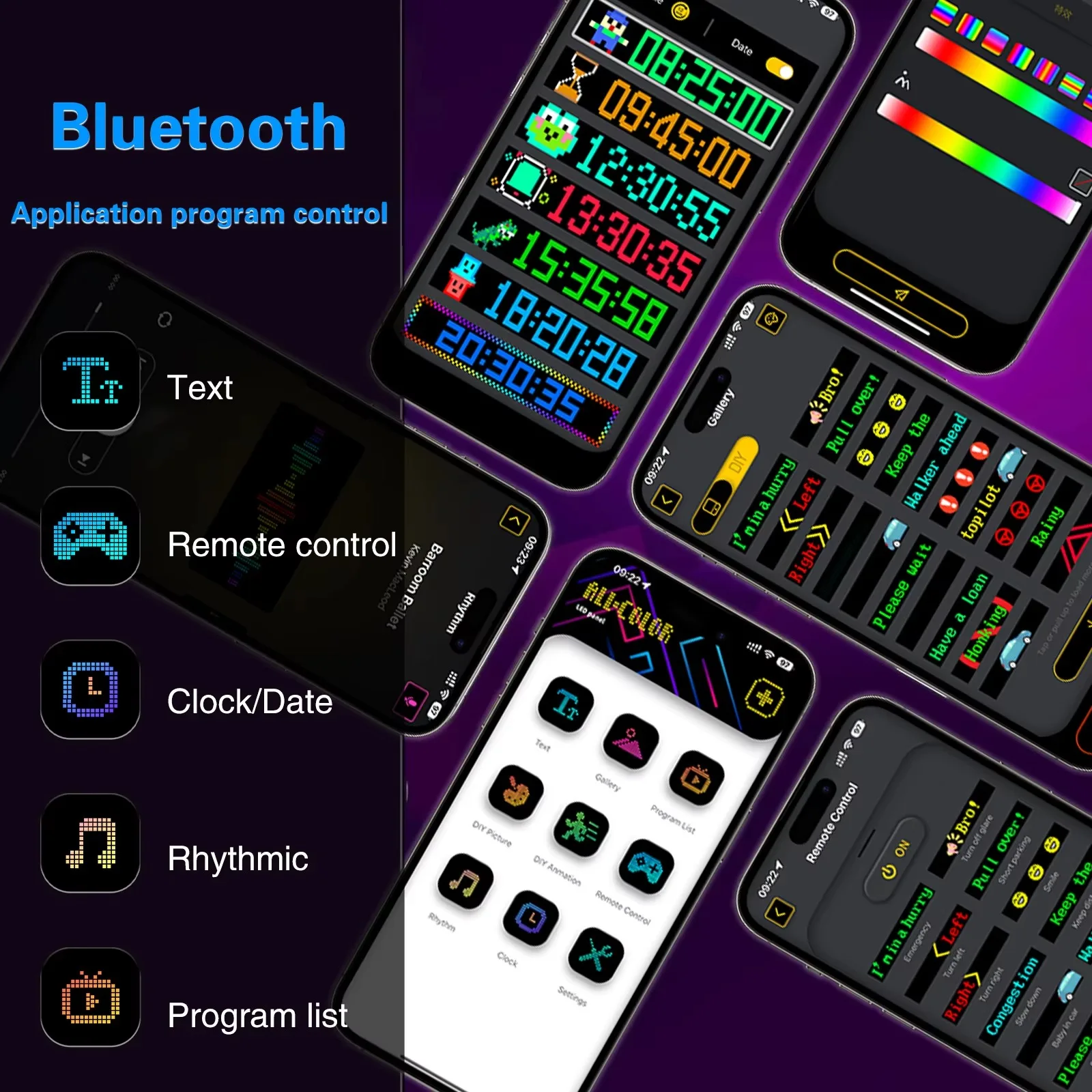 จอแสดงผล LED โฆษณาติดรถยนต์อัจฉริยะแบบเต็มสี ควบคุมผ่านแอป Bluetooth แบบยืดหยุ่น สติ๊กเกอร์ EL ผลิตภัณฑ์