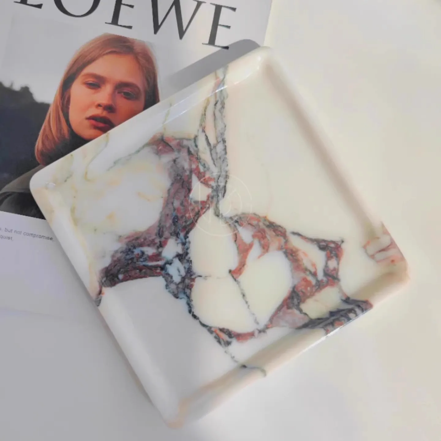 Light Luxury Style Bulgari Marble Ornaments Living Room Desktop Art Decoration Tray Fruit Snacks Service Plate Jewelry Display