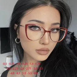 Riangular Cat Eyes Frame Clear Lens Glasses Women Myopia Nerd Spectacles Degree -0.5 -1.0 -2.0 -3.0 -4.0 to -6.0
