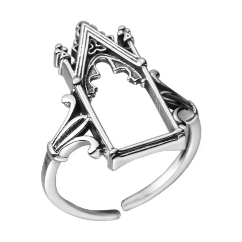 Women's 925 Sterling Silver Castle Adjustable Ring