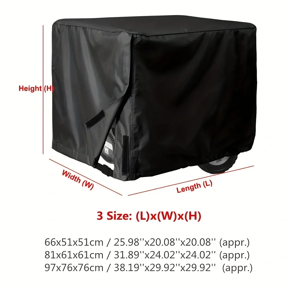 1pc Waterproof Universal Generator Cover For Most Generators 5500-15000 Watt, Black, 96.52x71.12x76.2cm