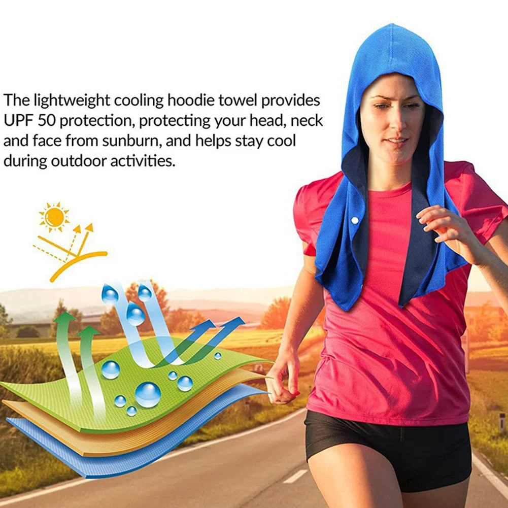 Cooling Hoodie Towel Quick Drying Absorbent Cooling Towels For Neck And Face Sport Camping Workout Cycling