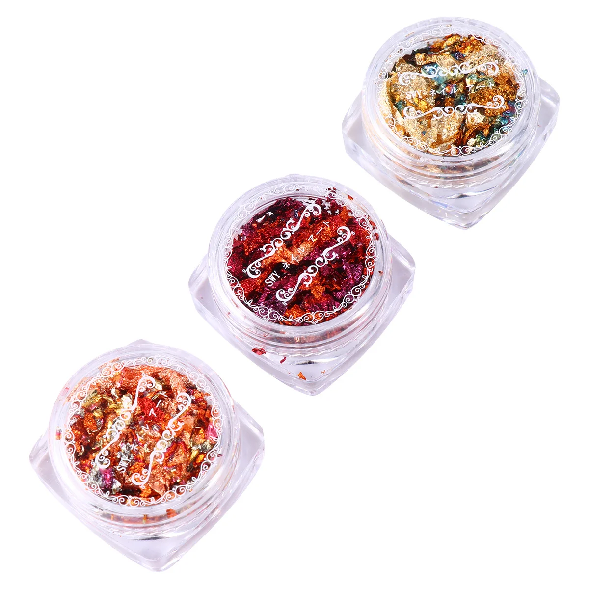 3 stks Goudfolie Vlokken Nail Art Decoratie Kit Shining Manicure Supply Voor Diy Hars Sieraden Craft Metallic Vlokken Set