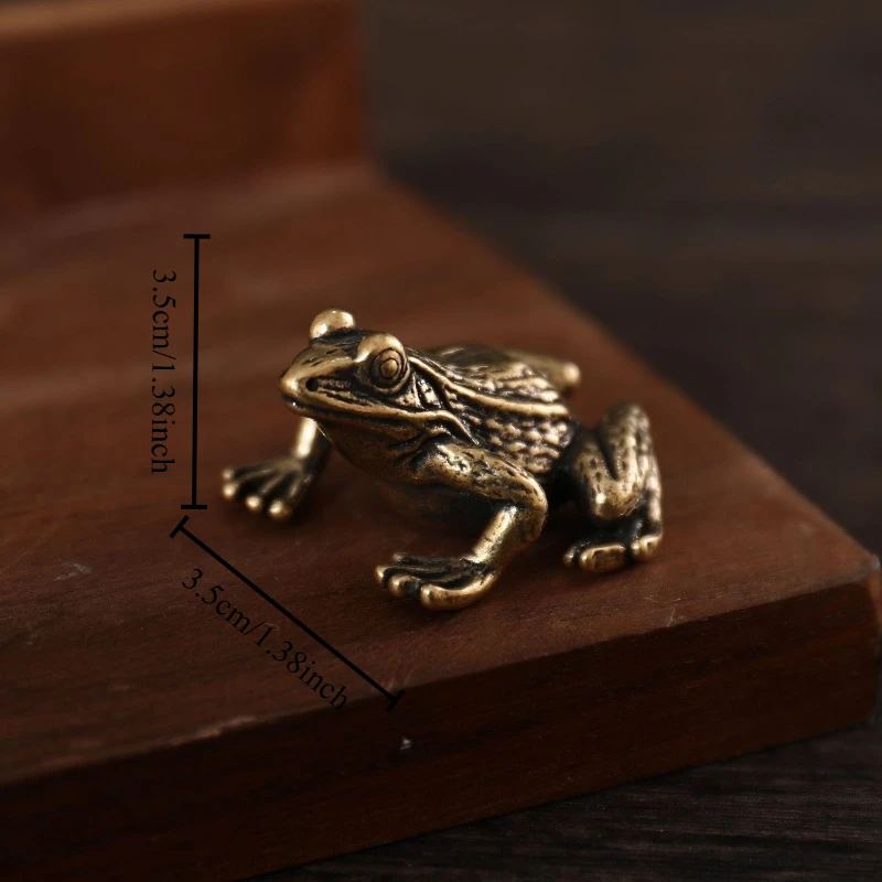 1 PC Solid Brass Frog Realistic Toad Figurines Vintage Animal Childs Toy Handheld Gift DIY Bonsai Landscape Miniatures Ornament