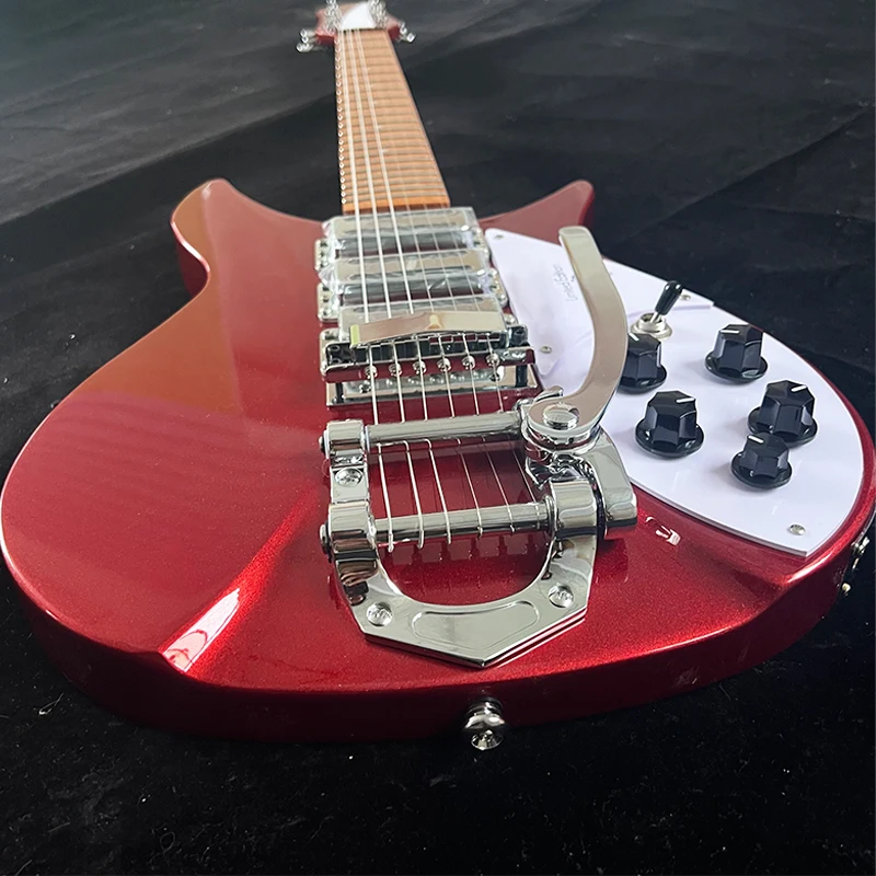 Metallic Red Gloss Electric Guitar, 527mm String Distance, Solid Wood Body, Tremolo System, Shipped from US Warehouse, Free Shipping