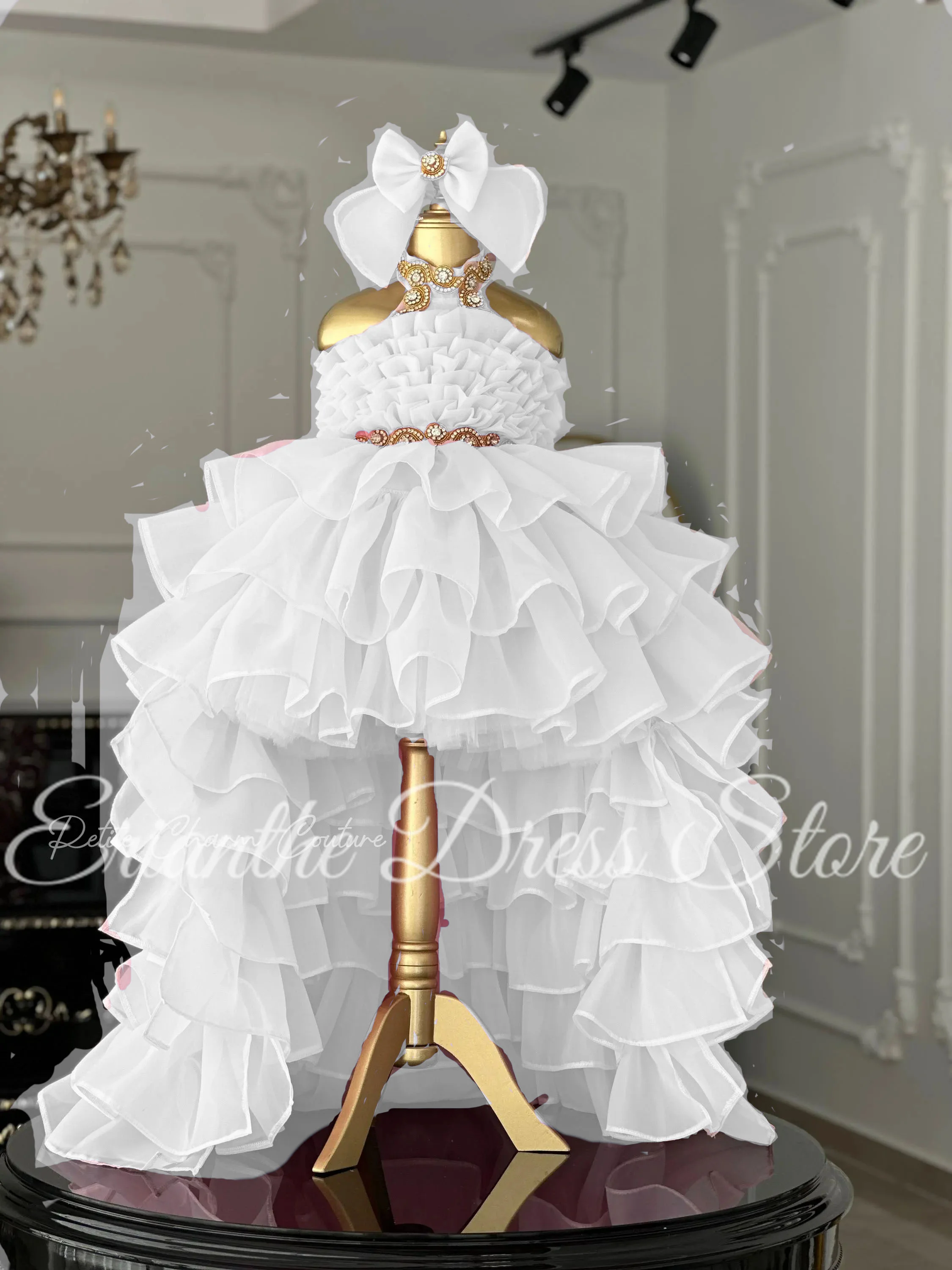 

Sky Blue Layered Flower Girl Dress For Wedding Beading Tulle Puffy Kids Birthday Party First Communion Ball Gowns Customized