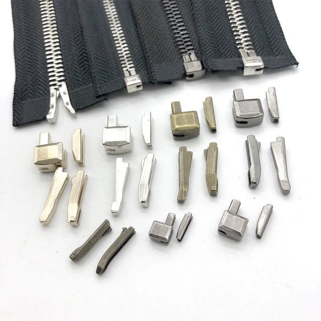 10/20sets Zipper Repair Kit 3# 5# 8# 10# Zippers Slider Anti Slip Tail Stop Stopper Metal Buckles Zip End Lock Insert Supplies