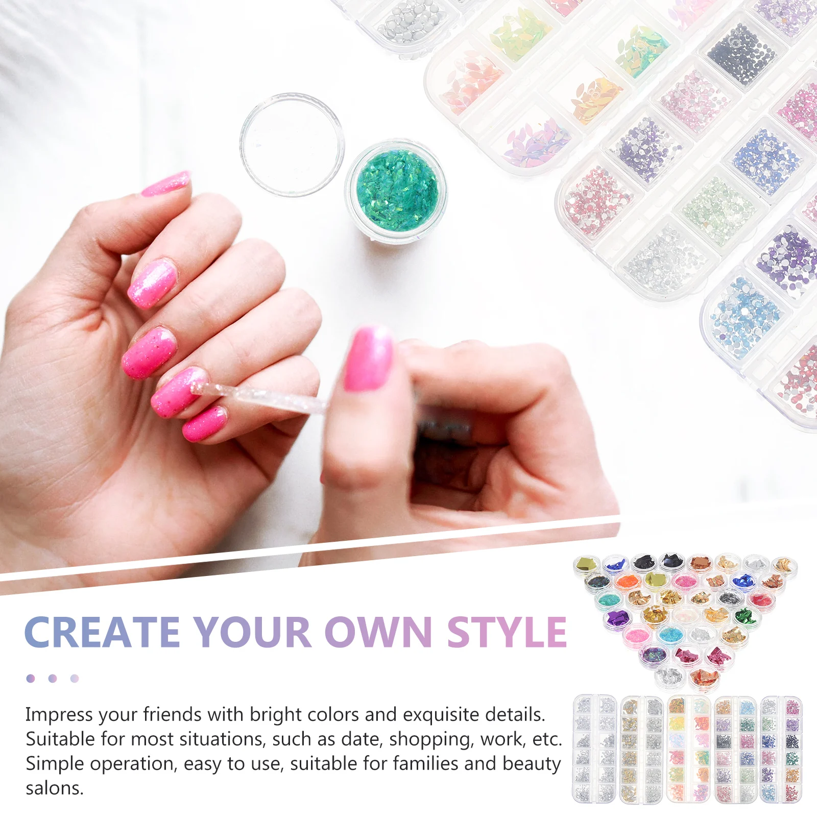 

1 Set Foil Paper Rhinestone Art Decorations Female Manicure Supplies Decorative Fingernail Accessories Creative Charms Manicure