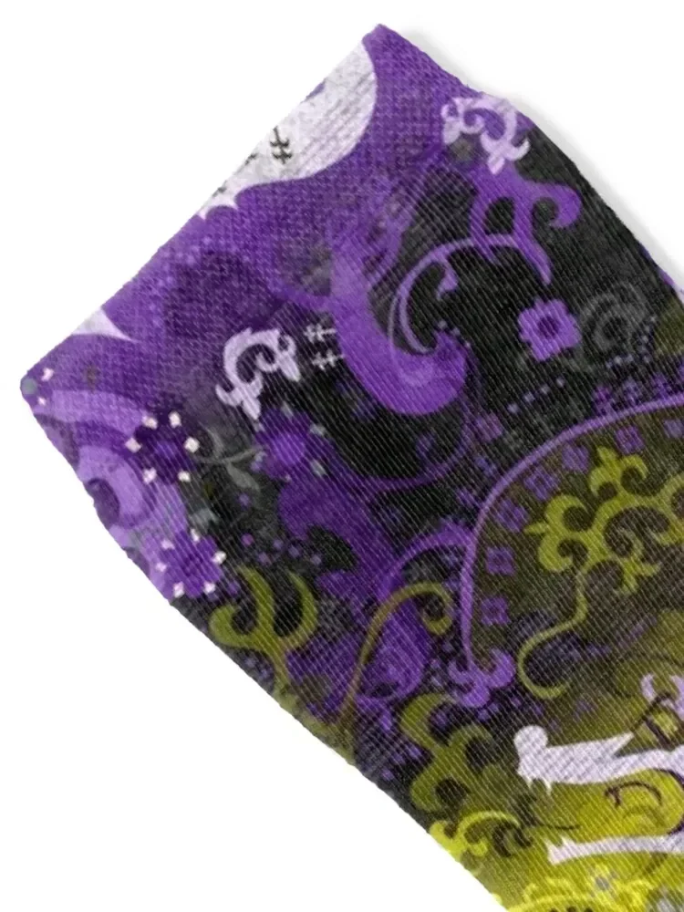 논바이너리 드래곤 다마스크 -- 논바이너리 프라이드 플래그 컬러 양말 스포츠 새해 전문 러닝 발열 양말 여성 남성용