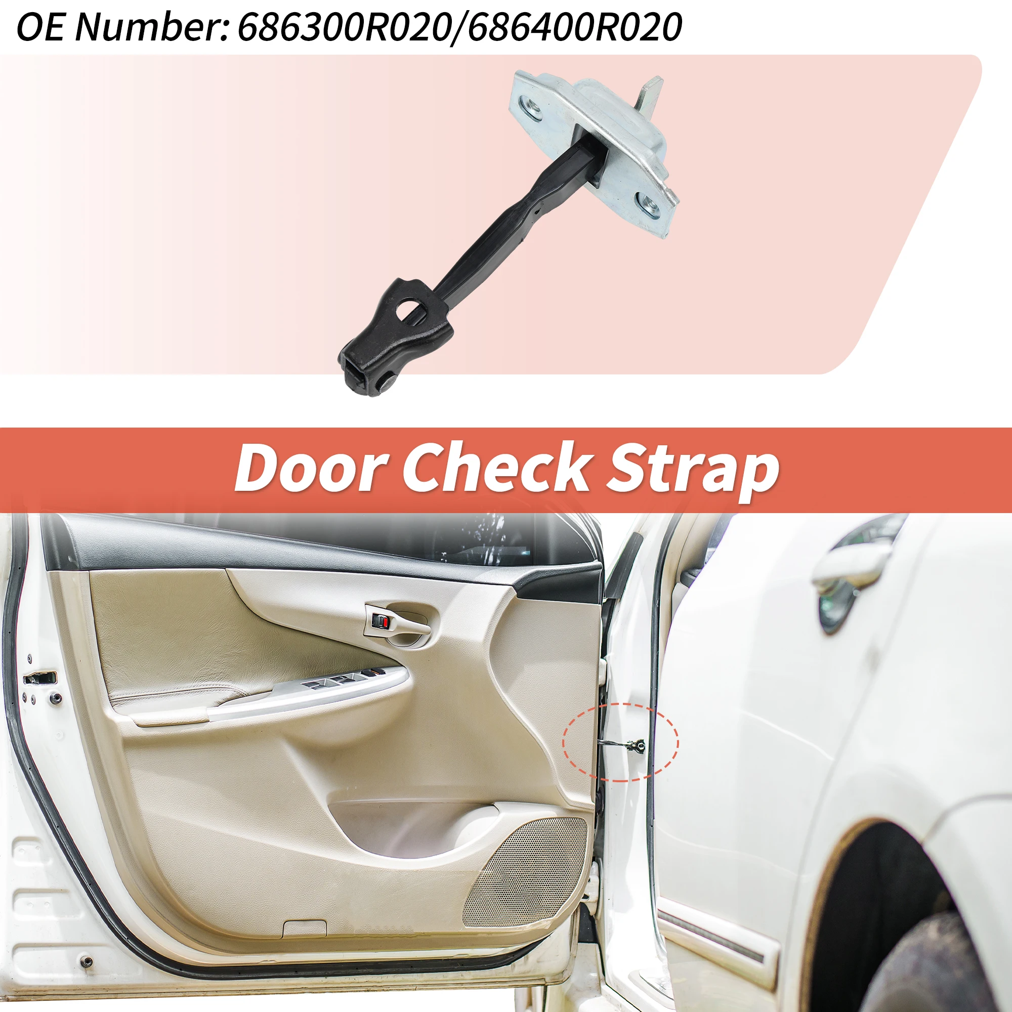 

UXCELL No.686300R020 Rear Left/Rear Right Door Check Strap for Toyota RAV4 06-15 1 Pc