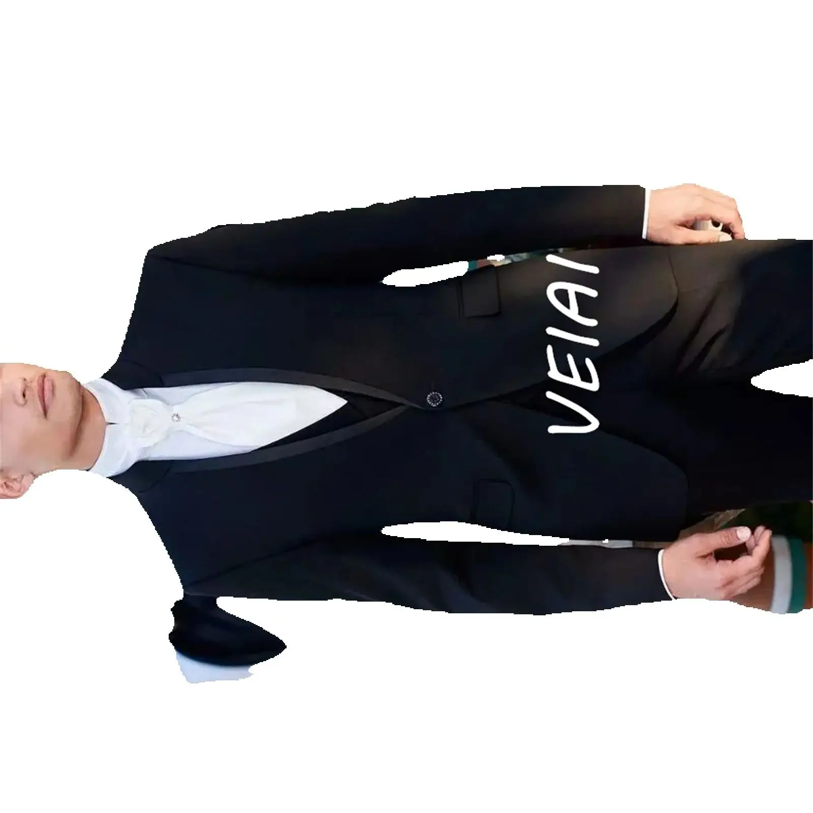 

Обычный пиджак Terno по индивидуальному заказу, мужские костюмы, однобортный черный пиджак с лацканами-стойкой, куртка из трех предметов, брюки, жилет Luxu