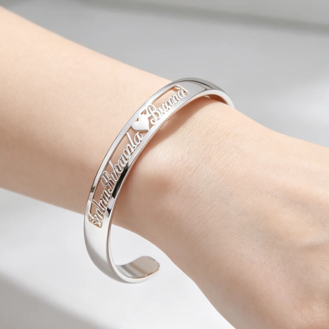 Customized Nameplate Bangle Personalized Custom Gold Bangle Women Men Stainless Steel Jewelry Gifts