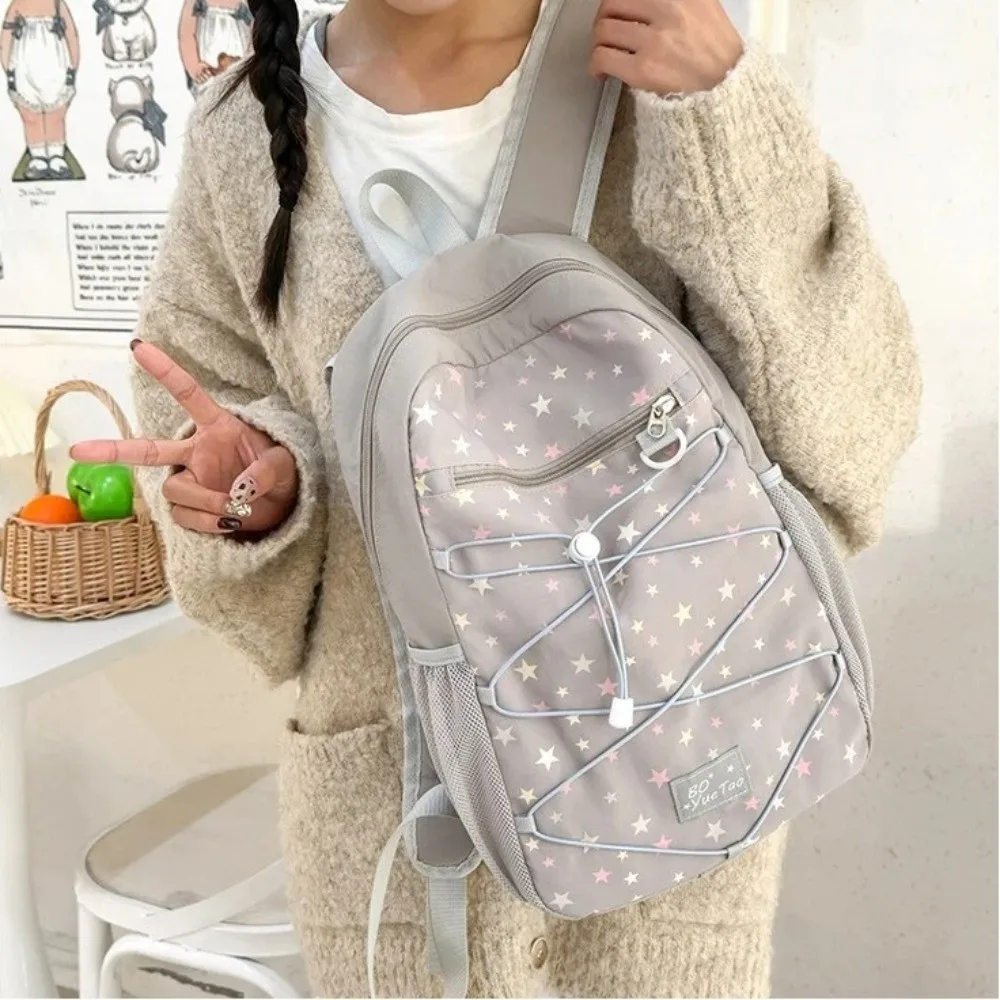 Trendy Nylon Outdoor Backpack Wear-resistant Large Capacity School Bag Korean Style Star Print Women's Backpack Adults
