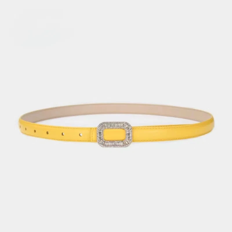

Fashionable leather, delicate diamond-encrusted buckle belt, skirt coat, thin belt