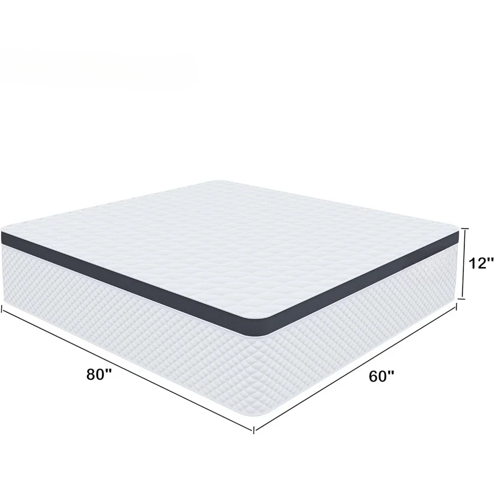 Queen Size Matrassen, 12 Inch, Gel Traagschuim Individuele Pocketveer Voor Bewegingsisolatie, Medium Stevig Gevoel, Matrassen