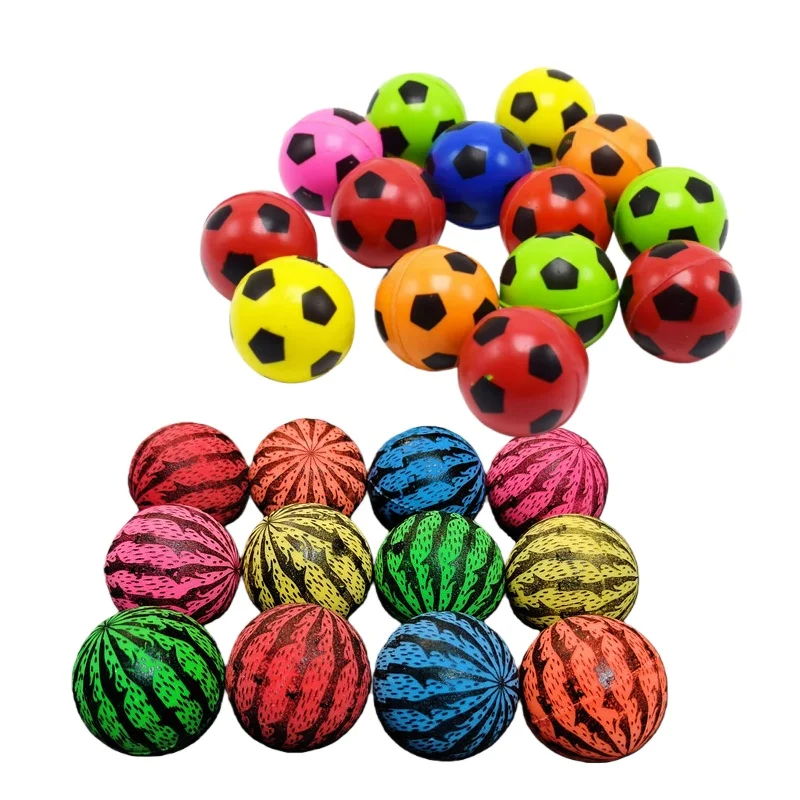 6 Pcs 30mm Watermelon Soccer Modeling Bouncy Ball Color Elastic Small Simulation Bouncy Ball Outdoor Parent-child Sports Toys