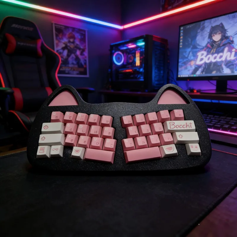 

Kitty Qaz Alice Mechanical Keyboard Kit RGB with Solenoid Valve Buzzer Customization Cat Ear 3D Printed Shell Accessories DIY