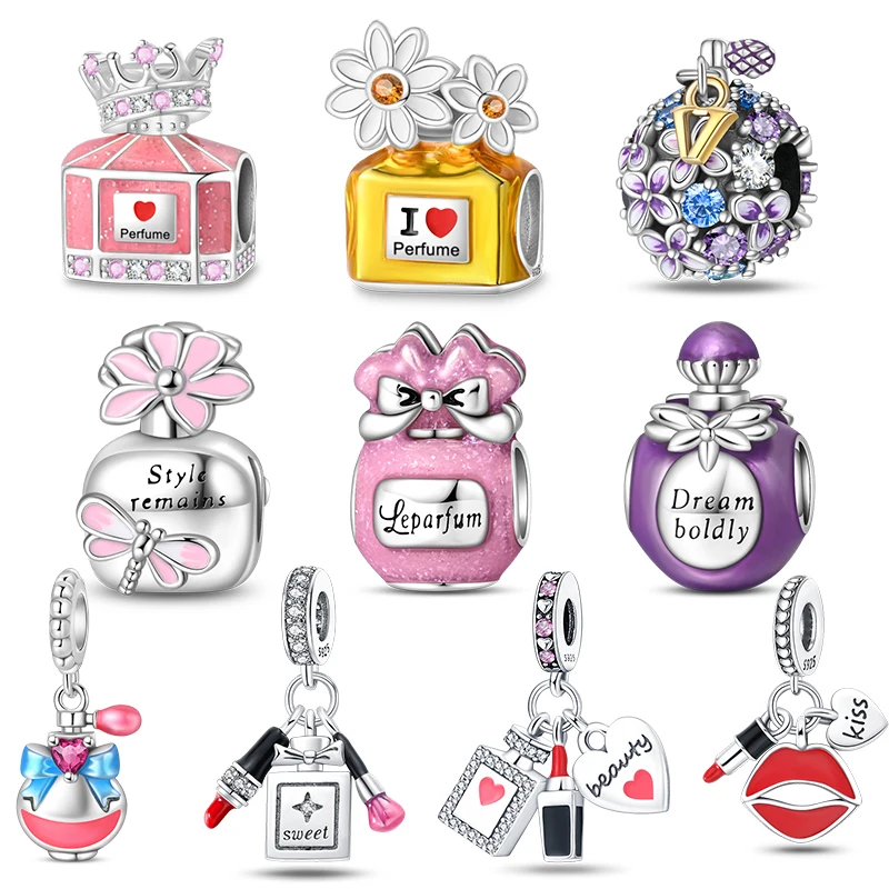 

Подвески-шармы из стерлингового серебра 925 пробы в форме розовой коронной парфюмерной бутылки, подходят для оригинальных браслетов 3 мм, для самостоятельного изготовления украшений, подарок женщинам на день рождения или годовщину