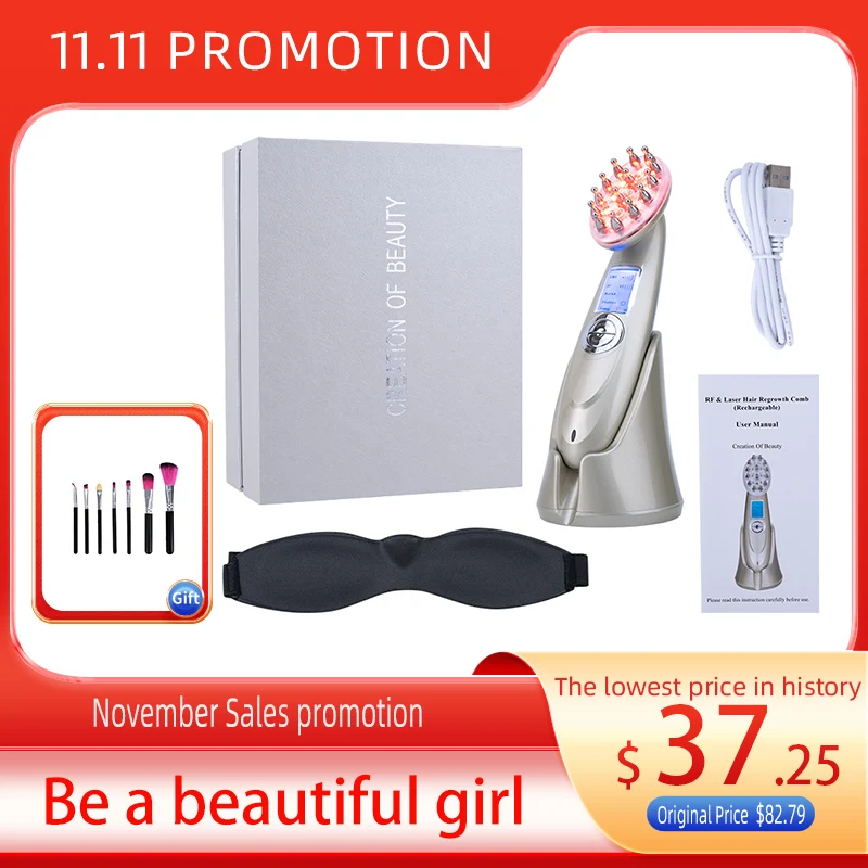 USBElectric Laser Hair Growth Comb Infrared EMS Vibration Massager Red Light Hair Care Hair Loss Treatment Hair Regrowth Machine