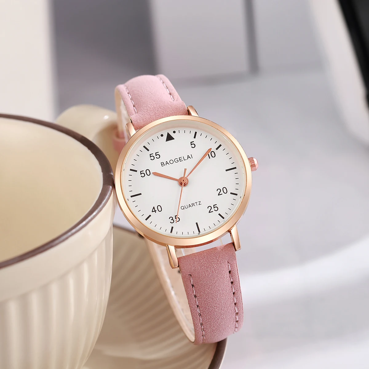 Fashion Women Simple Arabic Digital Dial Frosted Strap Quartz Belt Watch