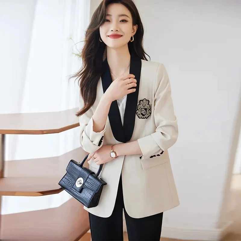 2024 New Small Fragrant Wind Blazer Women's Spring And Autumn Casual High-Grade One Button Long-Sleeved Suit Jacket Tops Lady