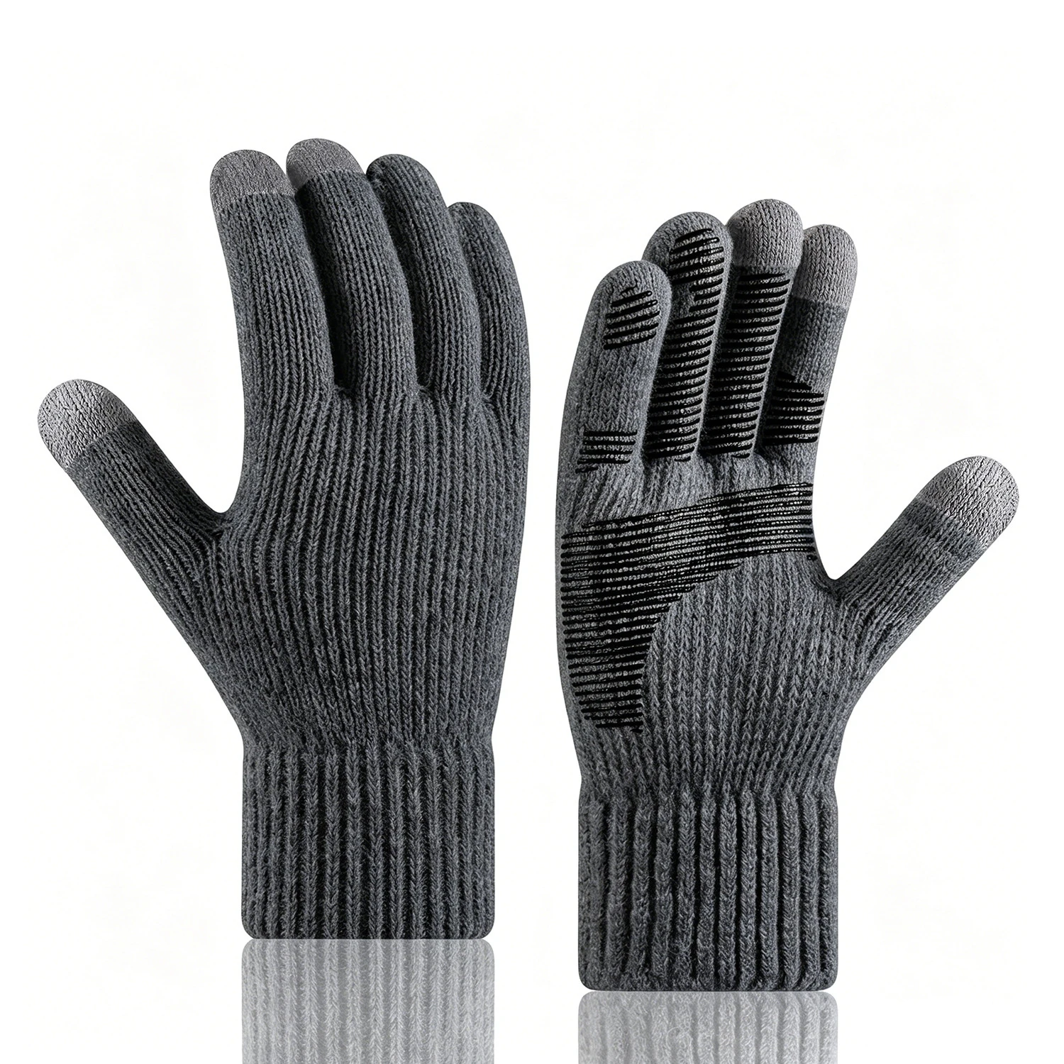 Winter Knitted Gloves Wool Blend Men Cycling Anti Slip Touchscreen Gloves Driving Thermal Outdoor Elastic Thick Gloves City Walk