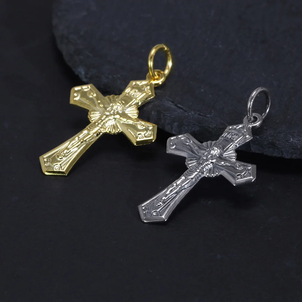 Genuine Sterling Silver 925 Christian Cross Necklace Men and Women Vintage Antique Prayer Religious Pendant Jewelry