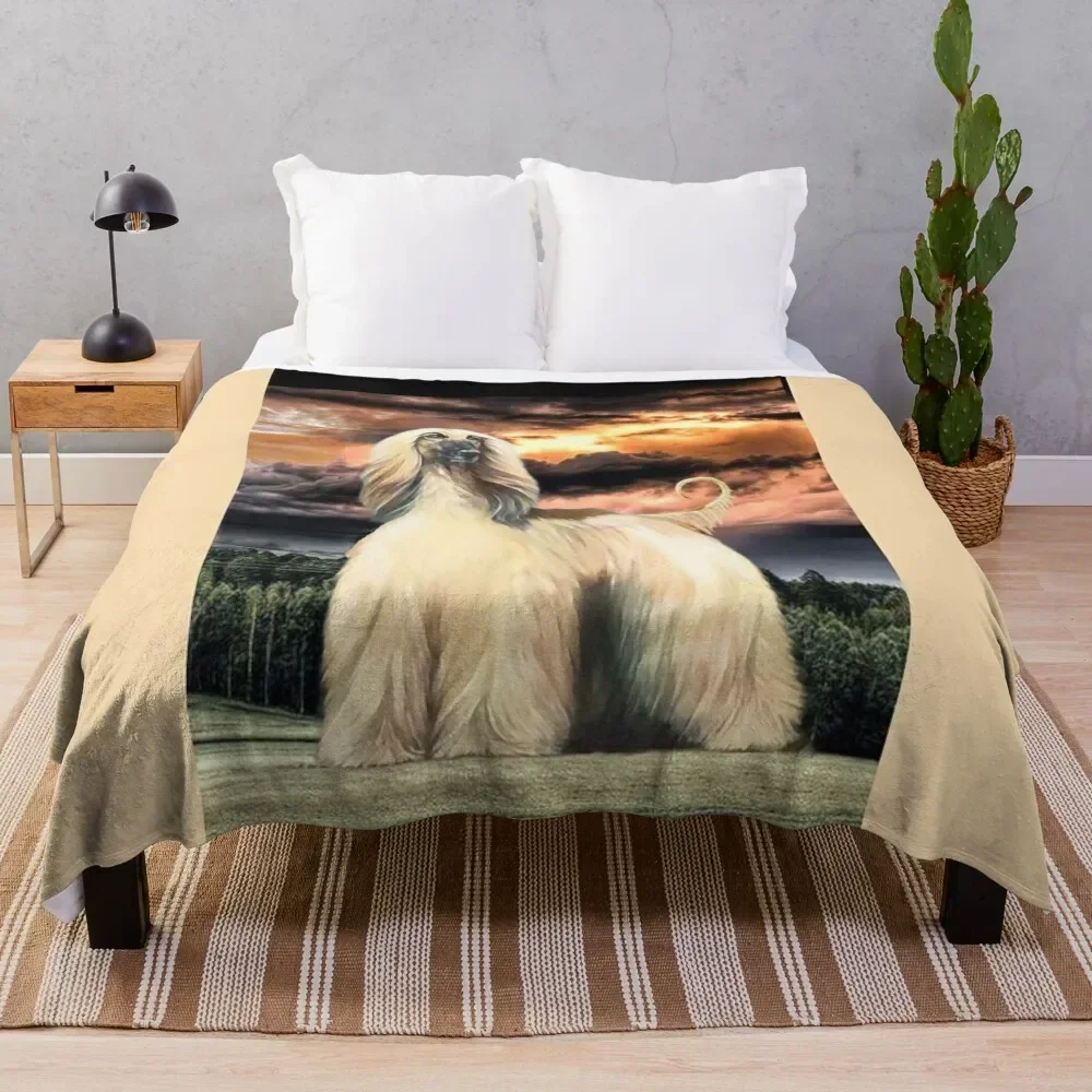 The Majestic Afghan Hound. Masked Gold. Throw Blanket Soft Plaid Quilt Bed Fashionable Blankets