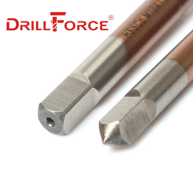 Drillforce кобальтовые фрезы, кобальтовые фрезы HSSCO M35 с заостренным концом, метрические флейты, механические метчики для правой руки из нержавеющей стали