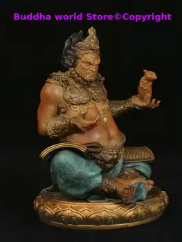 100% ručně vyráběná měděná žlutá bronzová socha Jambhala boha štěstí boha Mamonu, exorcismu, přináší bohatství, ozdobné sochy Buddhy 8 nejlepší prodej socha mamonu - №2