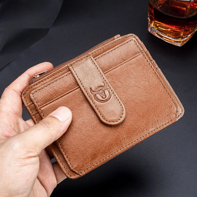 

Luxury Small Men's Credit ID Card Holder Mini Wallet Male Genuine Leather Purse Portomonee carteras Man's Wallet Card Holder