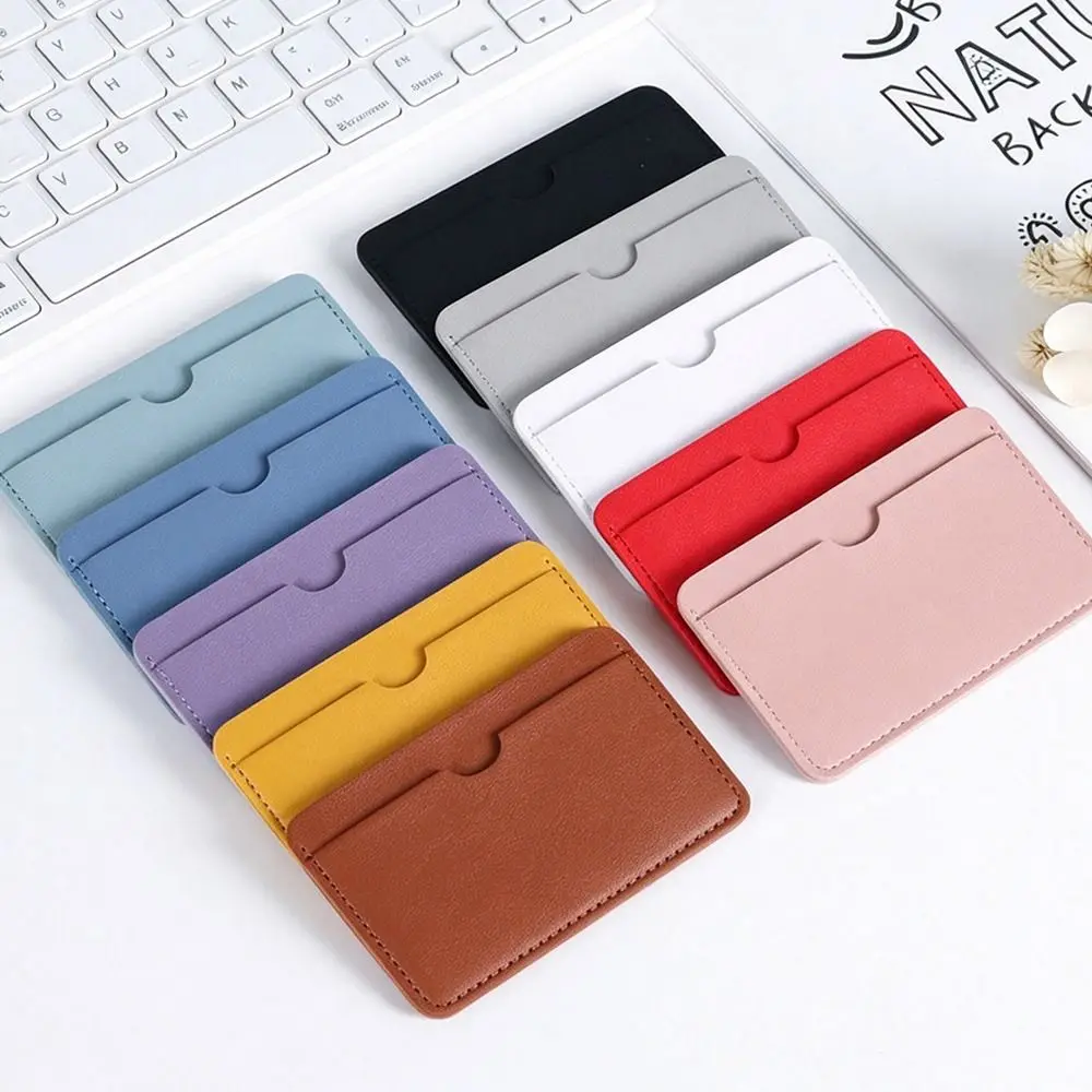 Ultra Slim PU Leather Card Holder Smooth Texture Portable Lightweight Bank Card Holder Compact Mini ID Card Protector